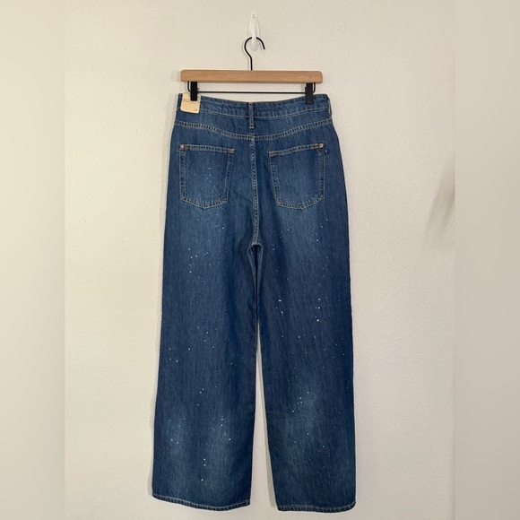 Pilcro Anthropologie The Annie Wide Leg Splatter Medium Wash Jeans Size 30 NEW - Picture 5 of 10